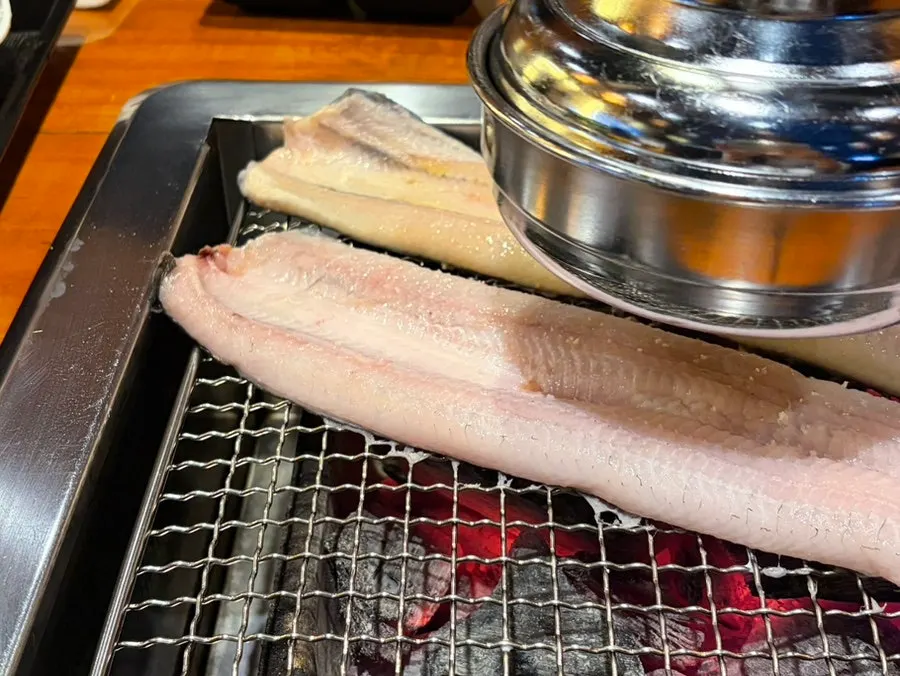 Plate of fresh raw eel for two people