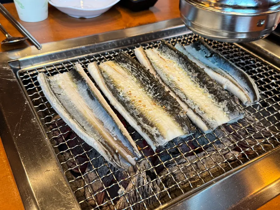 Close-up of lightly grilled eel