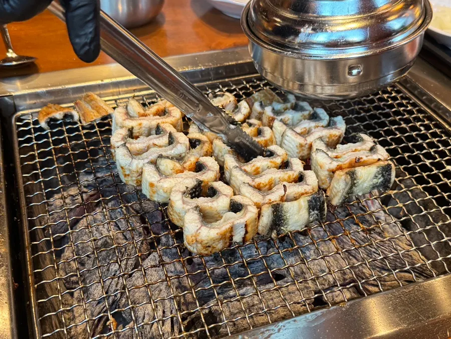 Eel grilled over charcoal with a smoky aroma