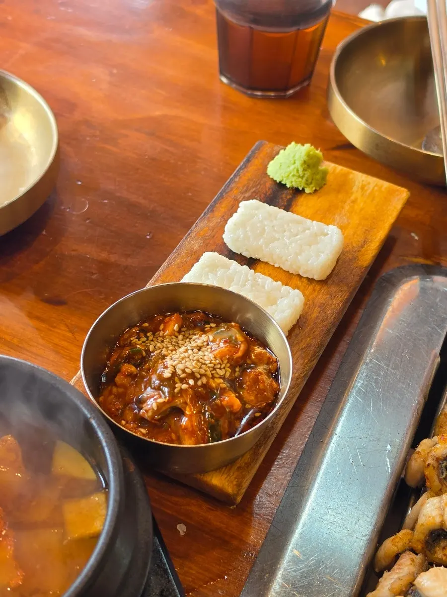 A bowl of spicy soybean stew