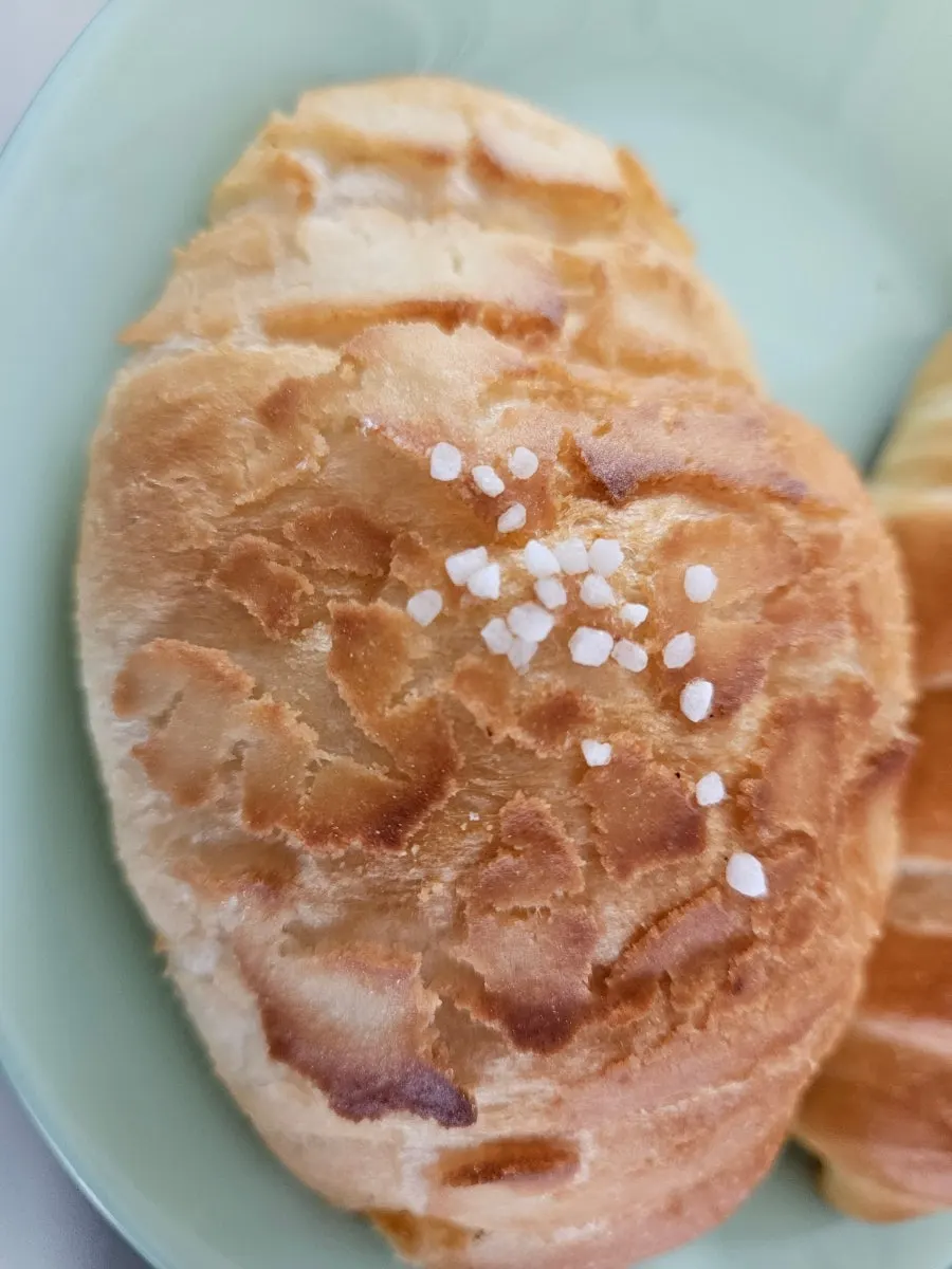 Cross-section of Chat Baker's plain salt bread showing the butter cavity