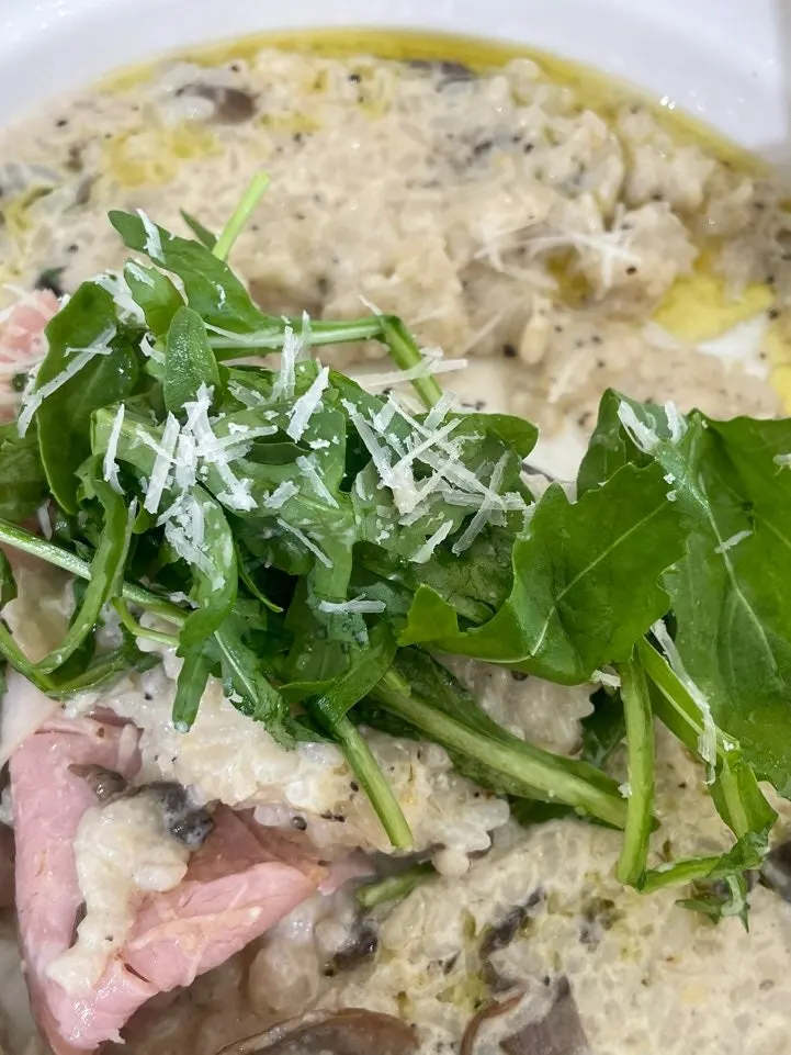Truffle cream risotto topped with jambon beurre
