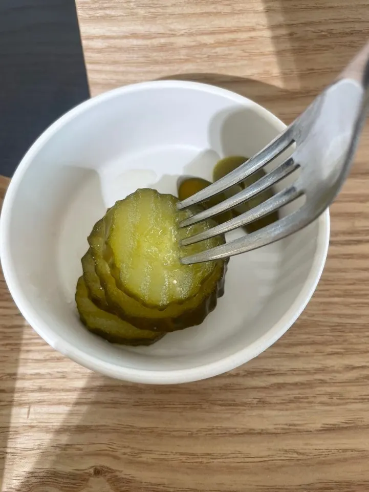 Pickles served alongside the risotto