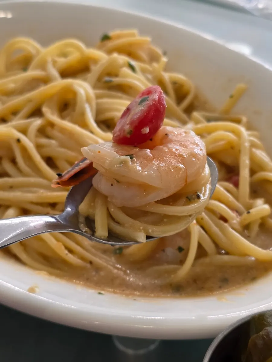 Oil pasta noodles mixed with mentaiko