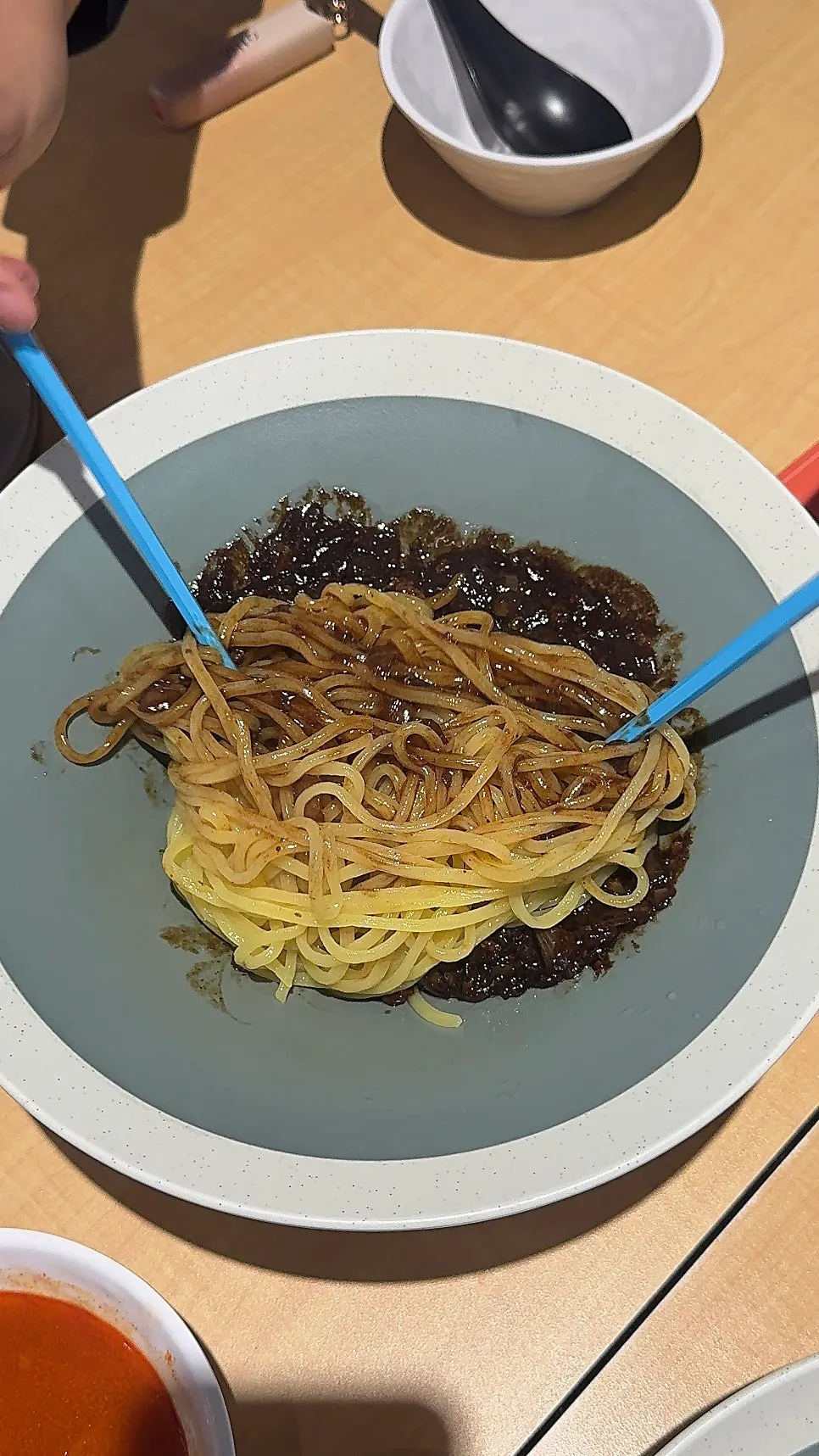 Chibao's yuni jjajangmyeon with sauce soaked into the noodles