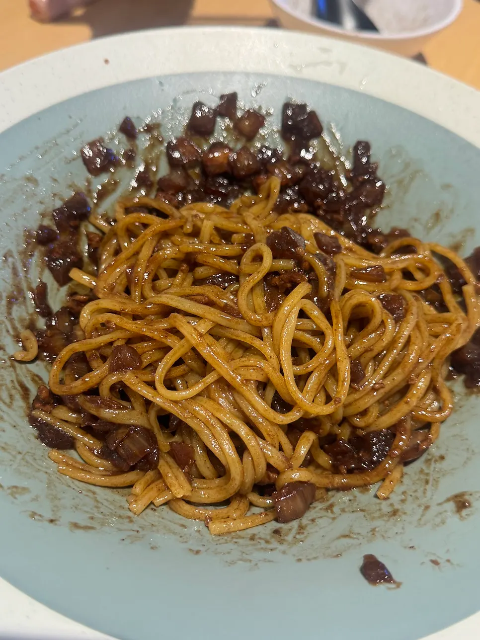 Yuni jjajang sauce with finely minced meat and vegetables