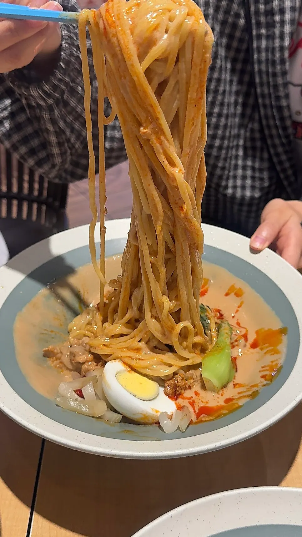Tantanmen broth blended with chili oil