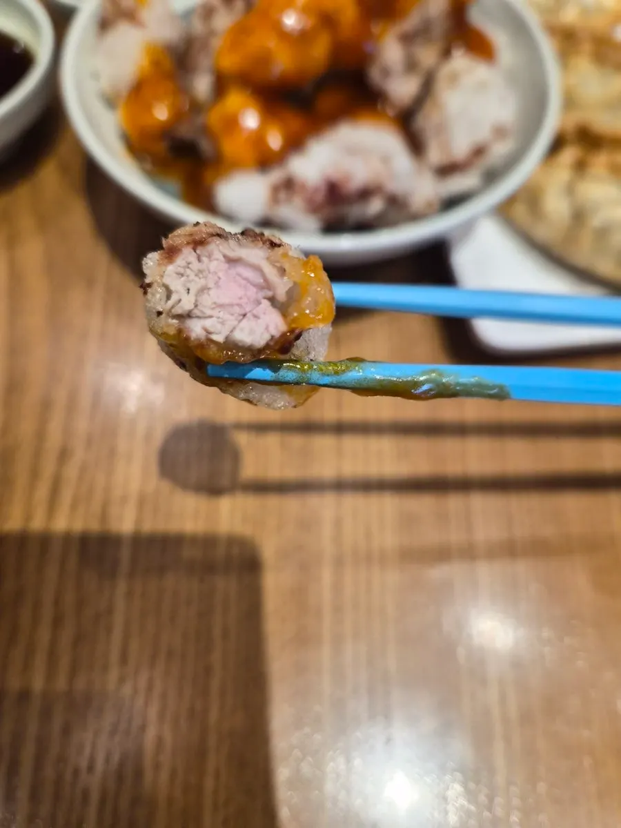 탕수육 한 조각 클로즈업