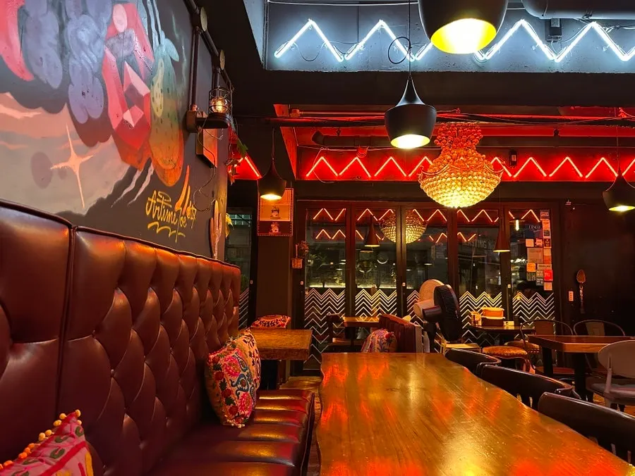 The Chilango dining hall with generously spaced tables