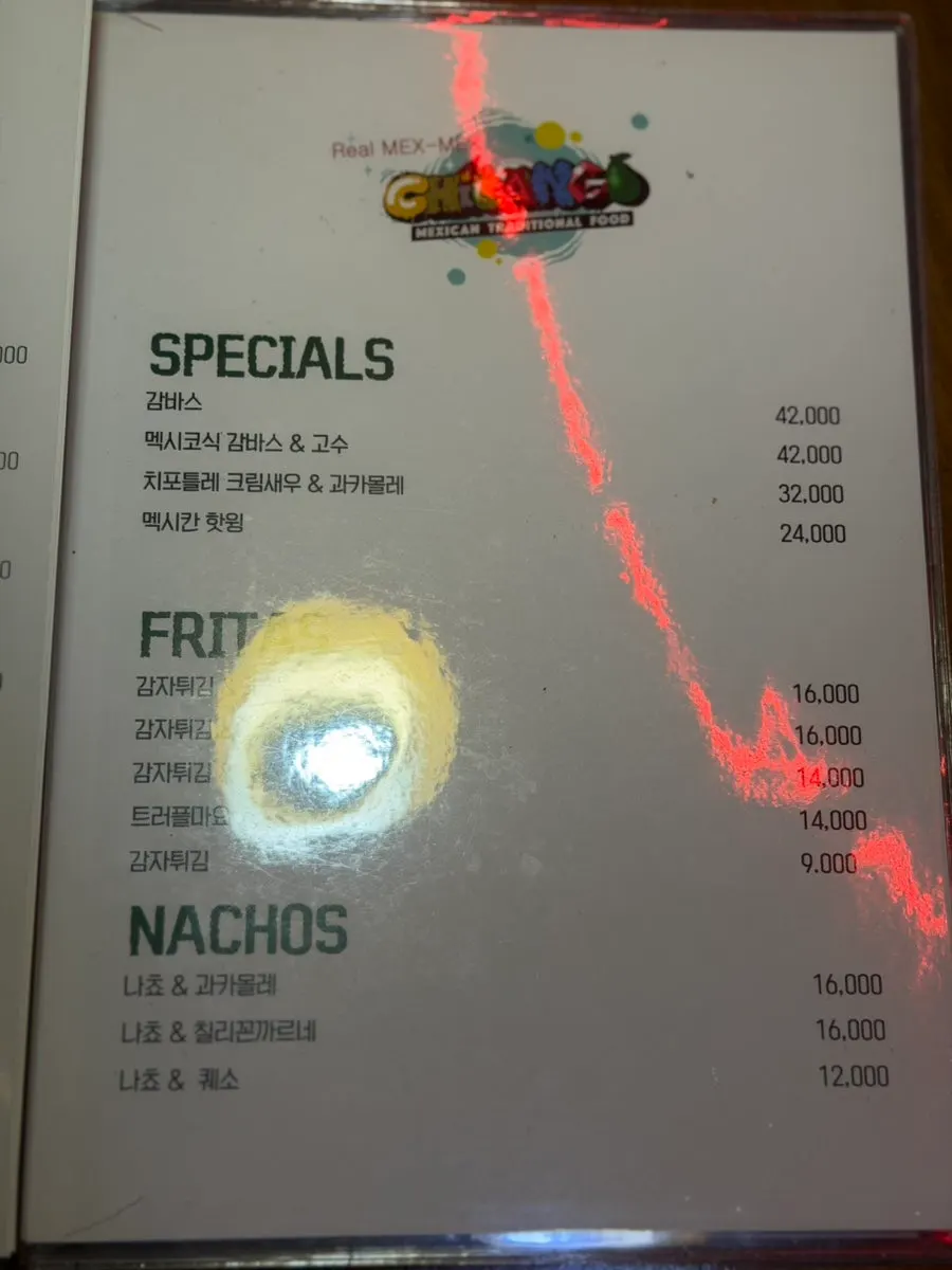 Menu details explaining the taco plate composition