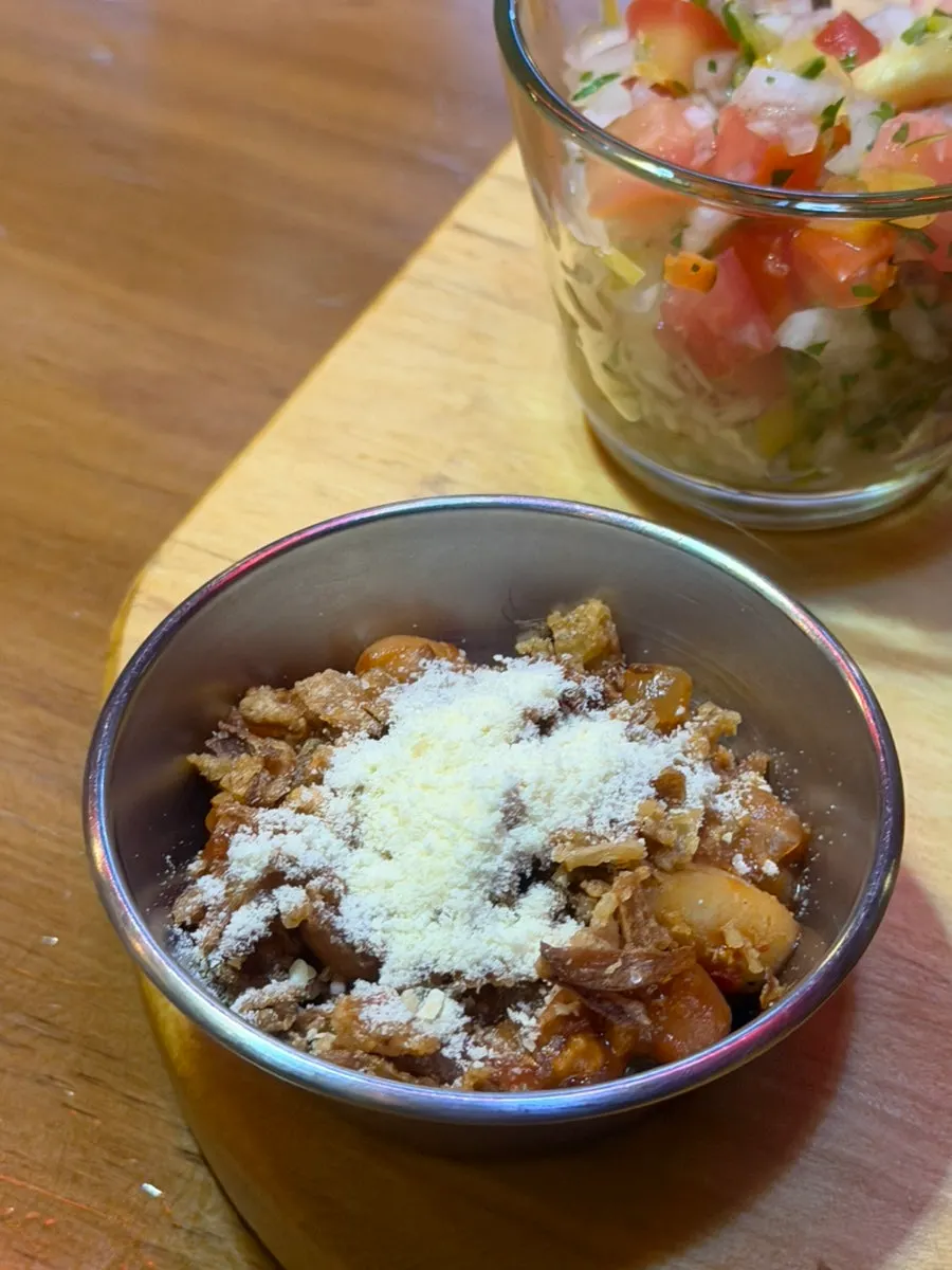 Close-up of the house-made salsa and guacamole