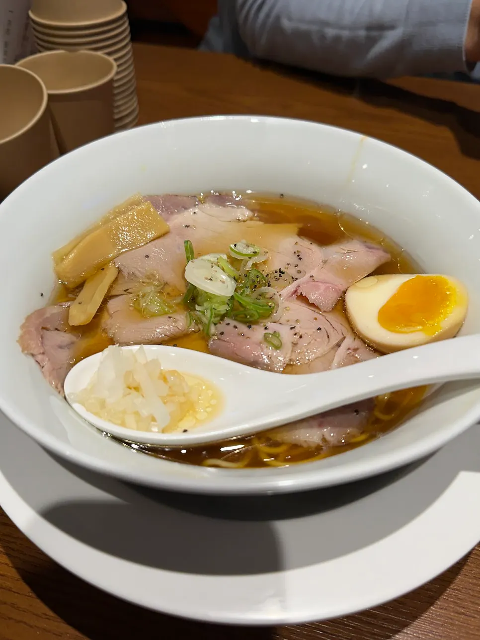A bowl of shoyu ramen with rich broth