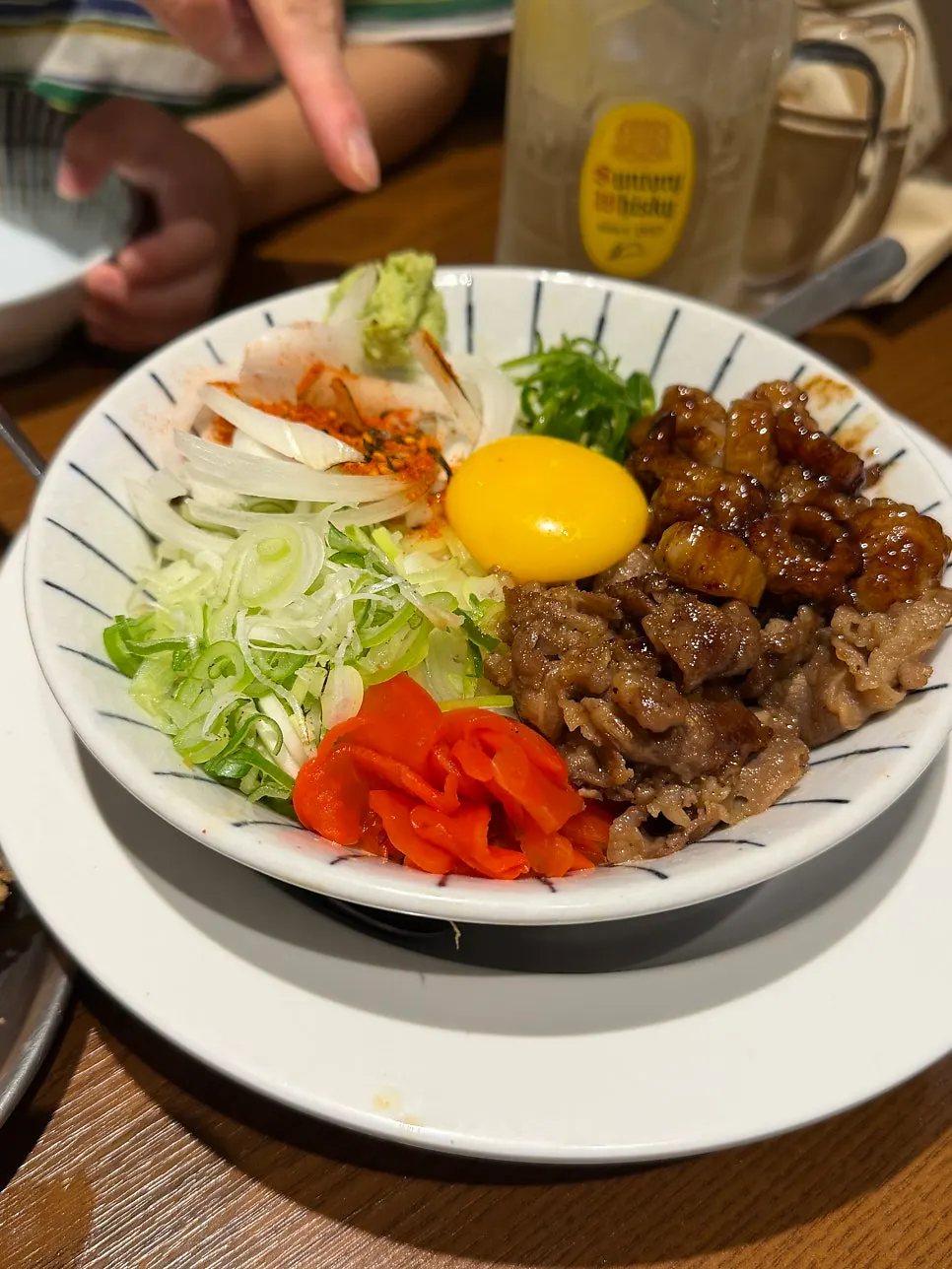 Hormon-don topped with beef brisket and beef large intestine