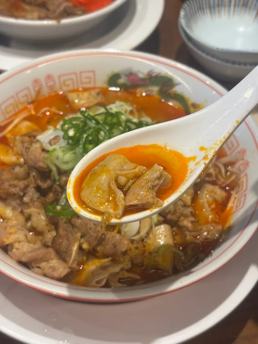 Beef offal and noodles in motsu ramen