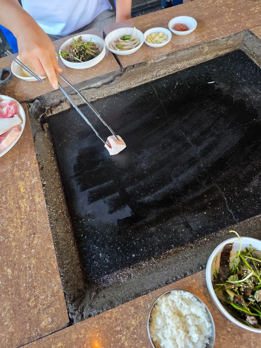 The stone plate once it's heated up