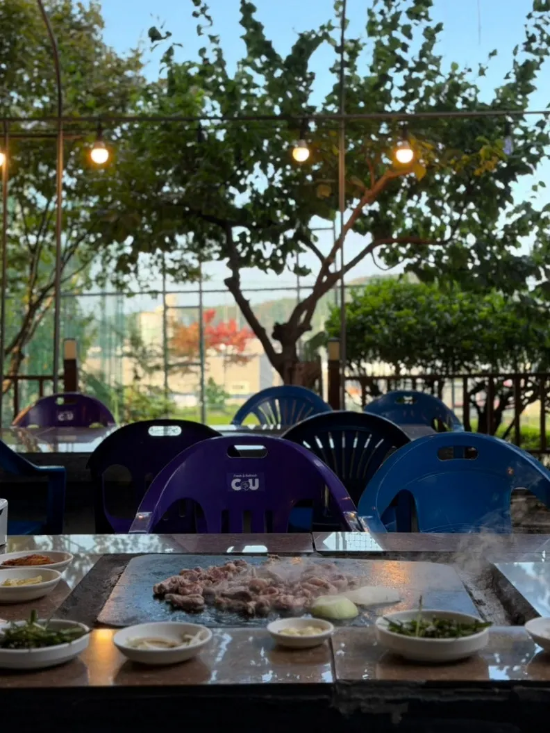Outdoor view while waiting for the meat