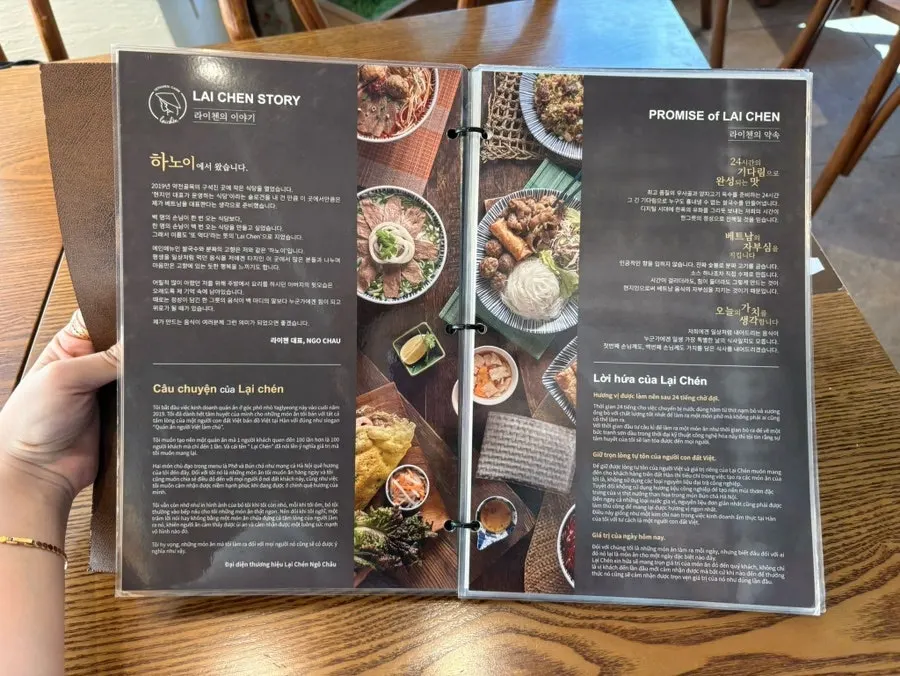 Menu page listing pho and bun cha