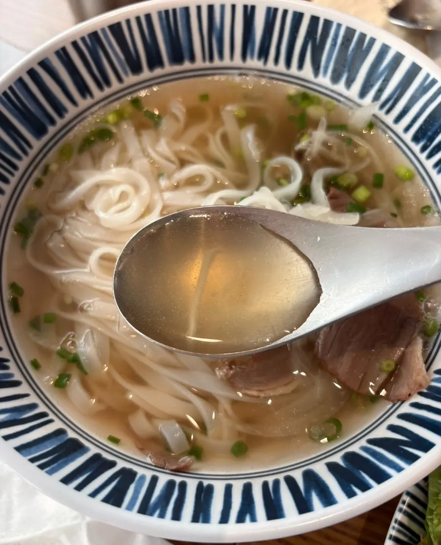 Authentic Hanoi-style pho piled high with meat