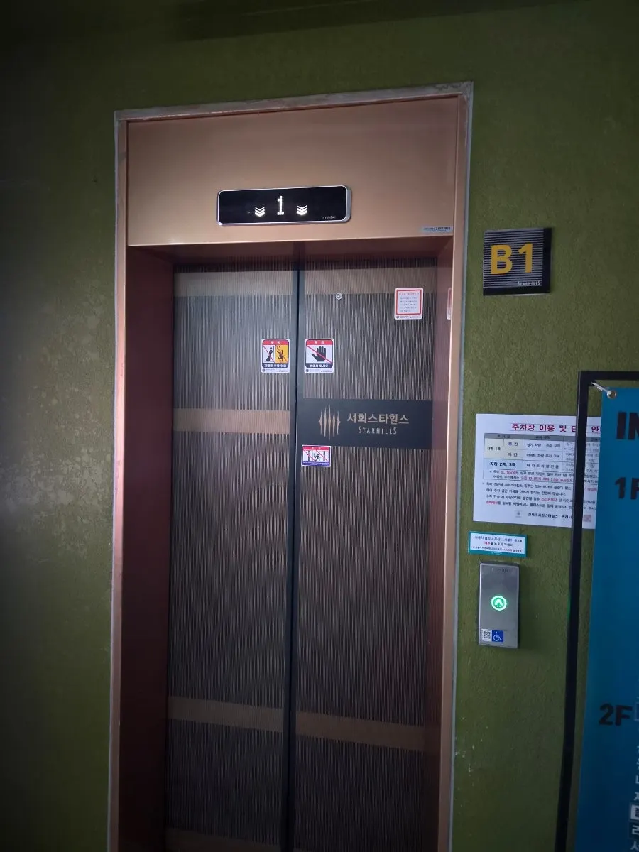 Elevator leading from the parking lot up to the 1st floor store