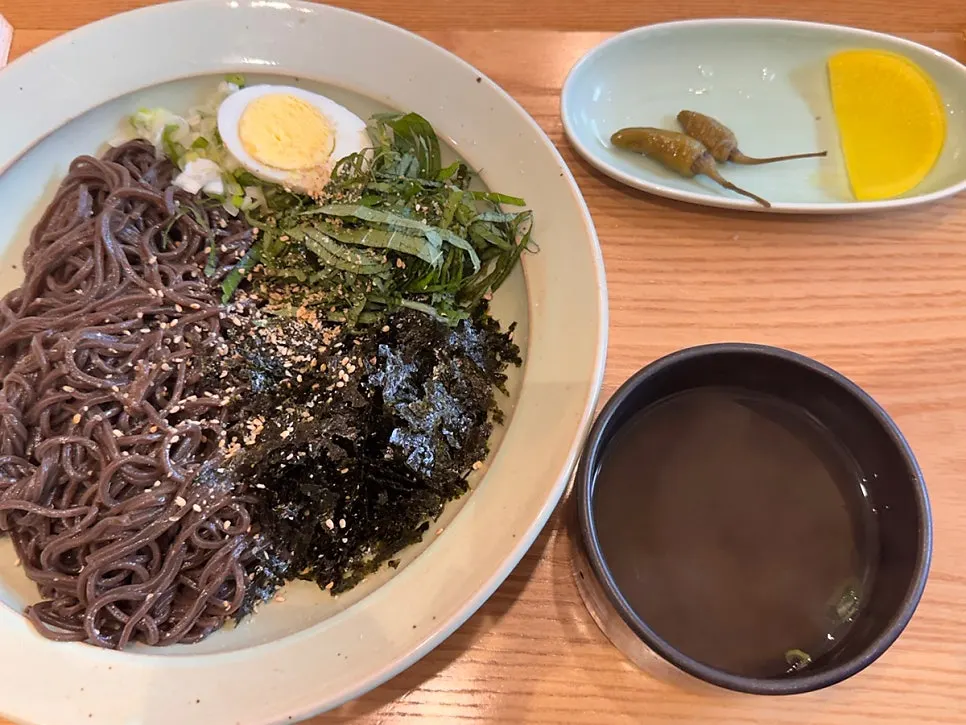 Table set with noodles and pork cutlet together