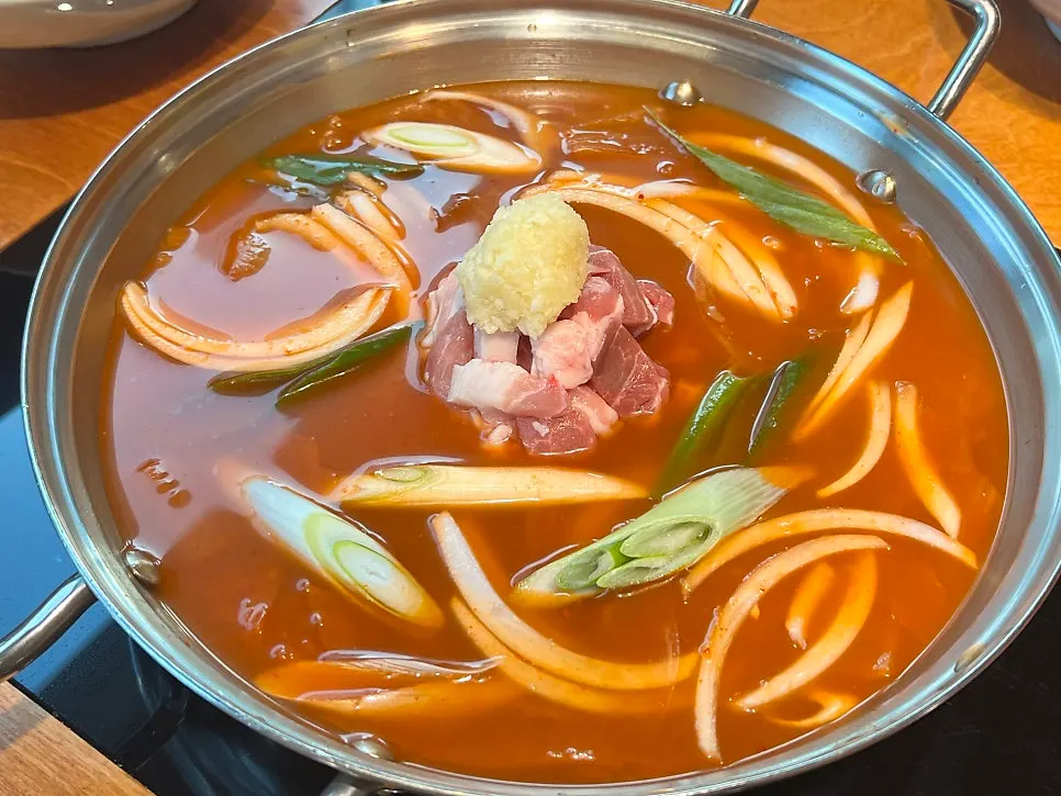 A bowl of finished kimchi stew