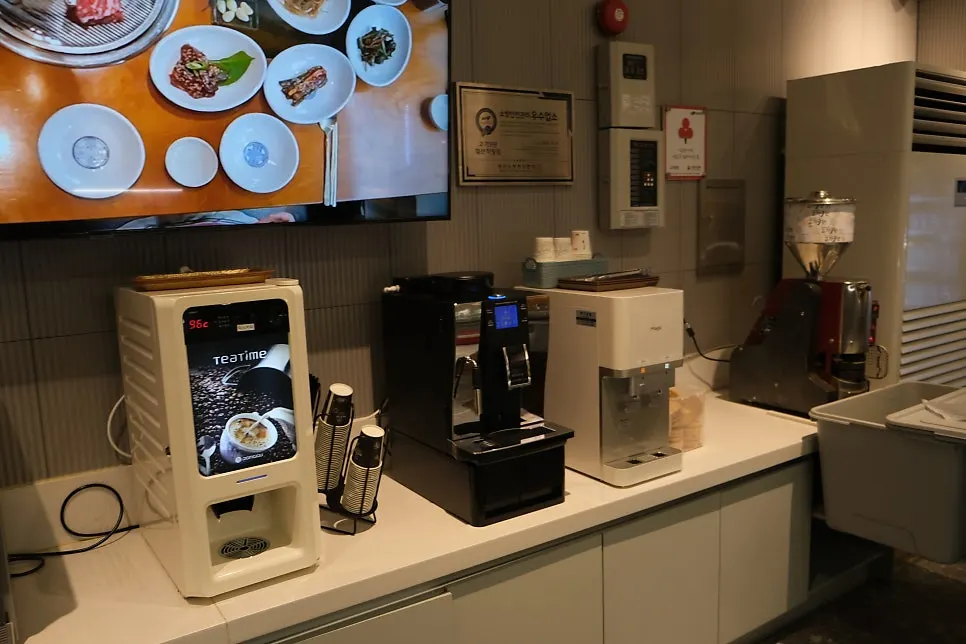 Self-serve dessert corner near the entrance