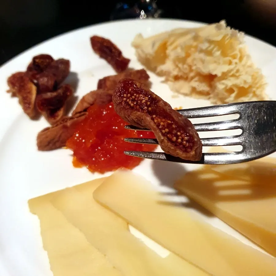Dried figs and grapefruit marmalade served alongside the cheese
