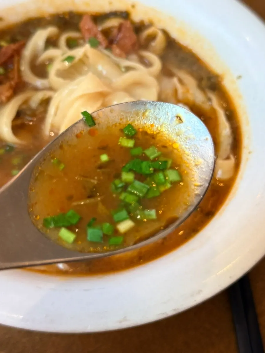 Beef knife-cut noodles with big chunks of meat