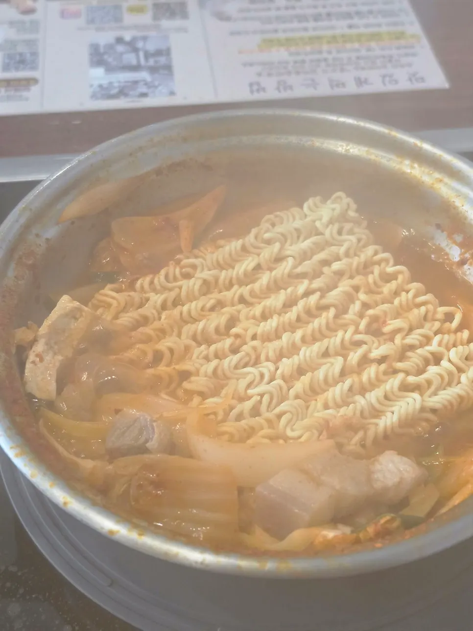 Kimchi jjigae with broth reduced down thick
