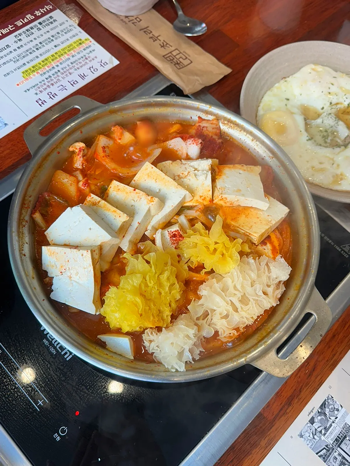 Full table spread of kimchi jjigae at Choburi Kimchi Jjigae Gojan Main Branch