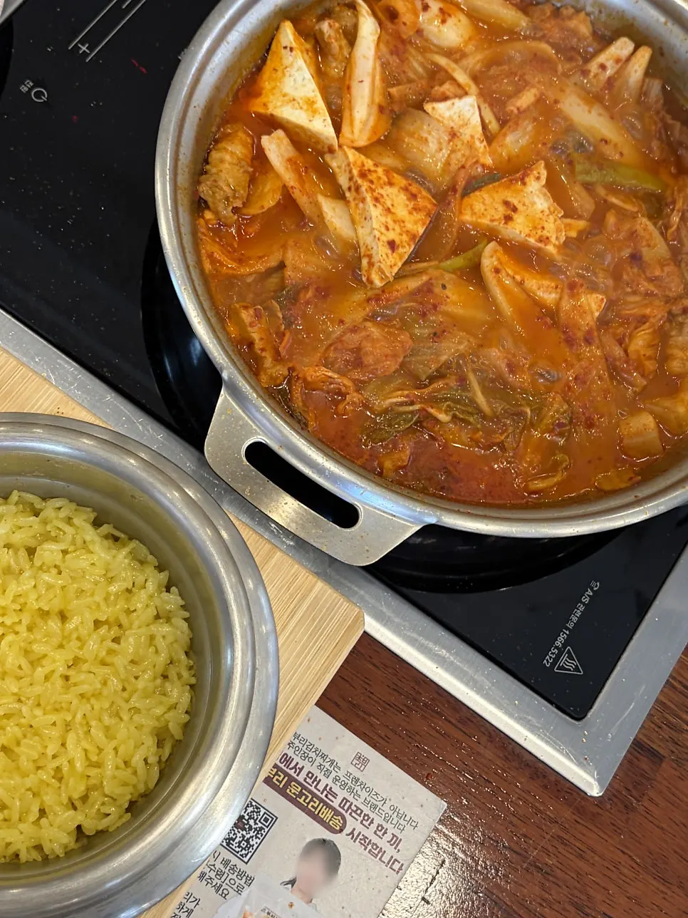 Kimchi jjigae reduced down to a thick stew