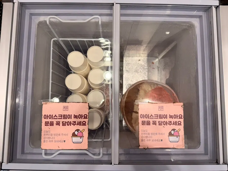 Freezer with palate-cleansing ice cream