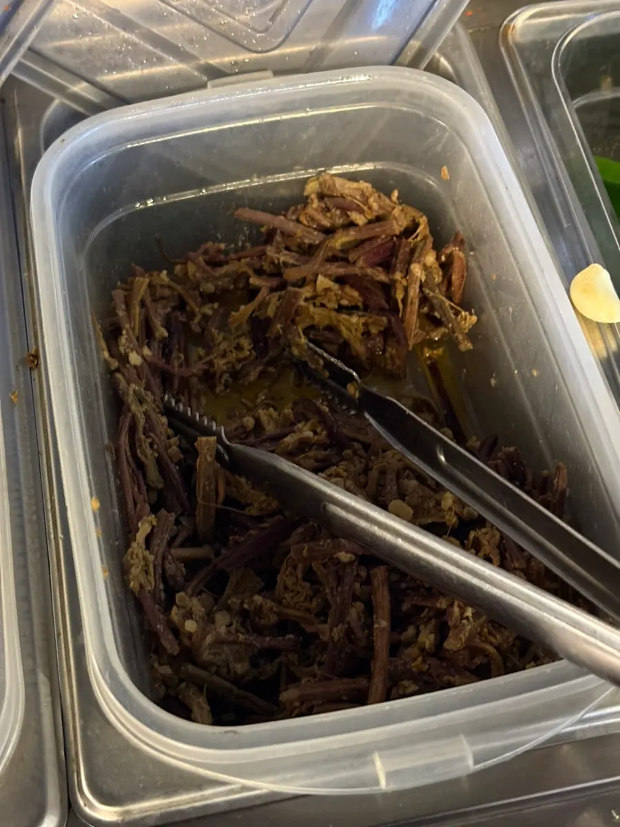 Frozen pork belly eaten together with side dishes