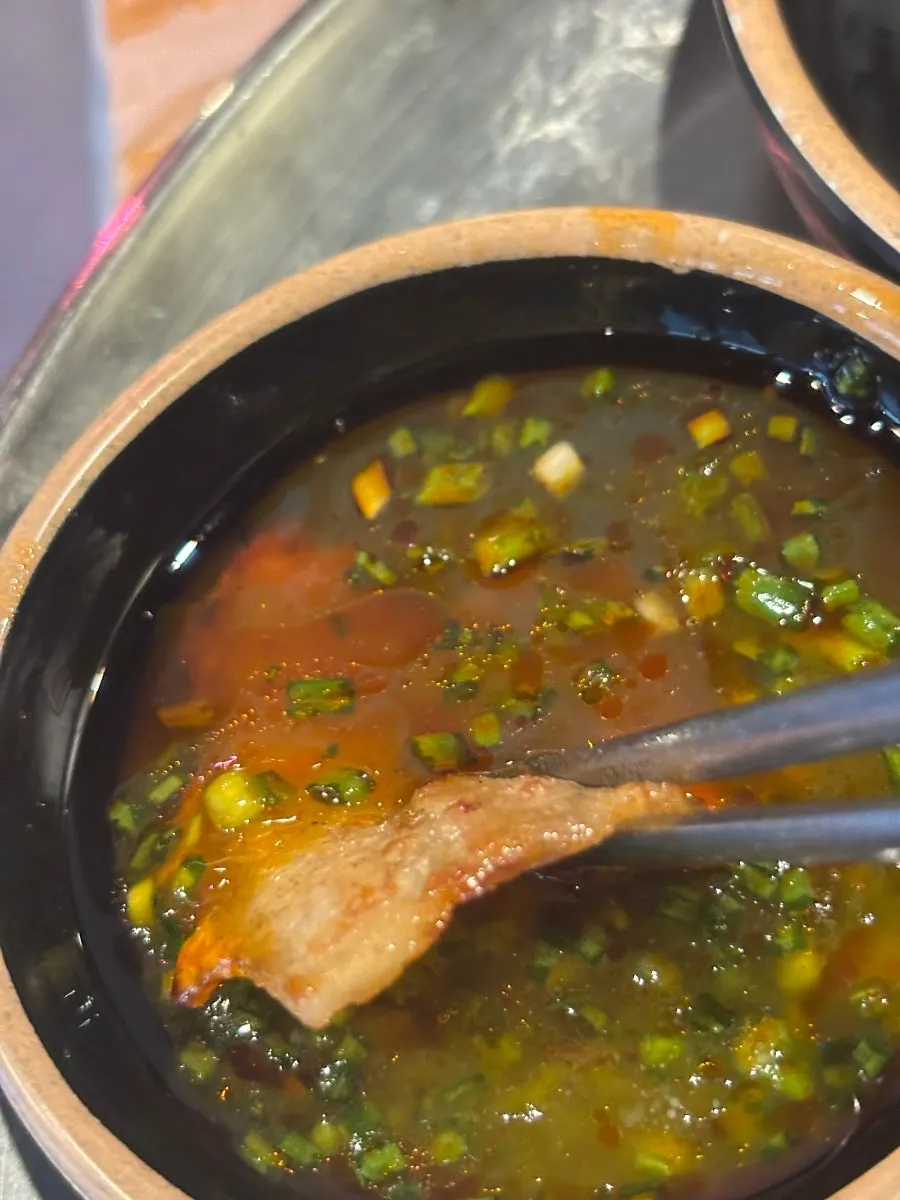 Pork belly dipped in egg soy sauce