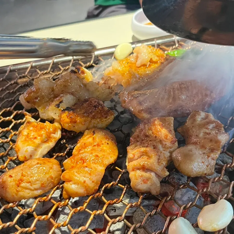 Daechang turning golden on the grill
