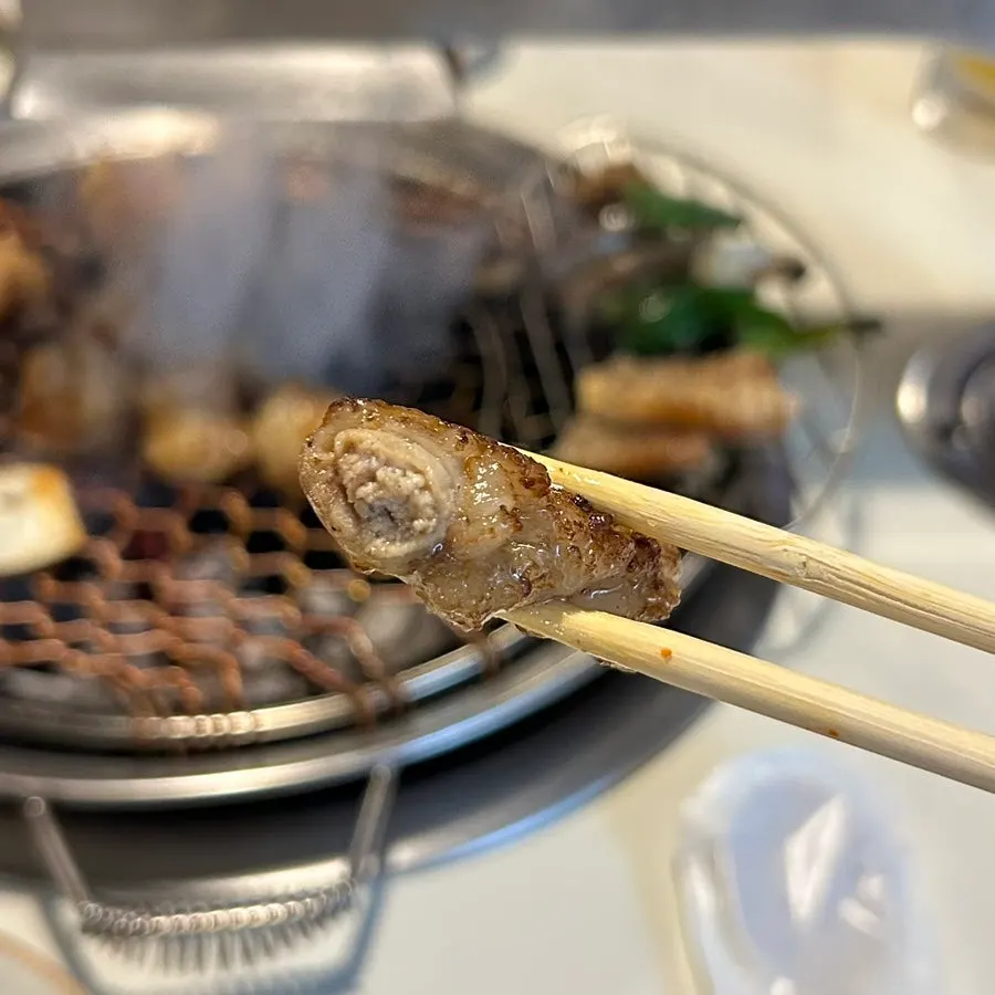 곱이 꽉 찬 한우곱창 단면