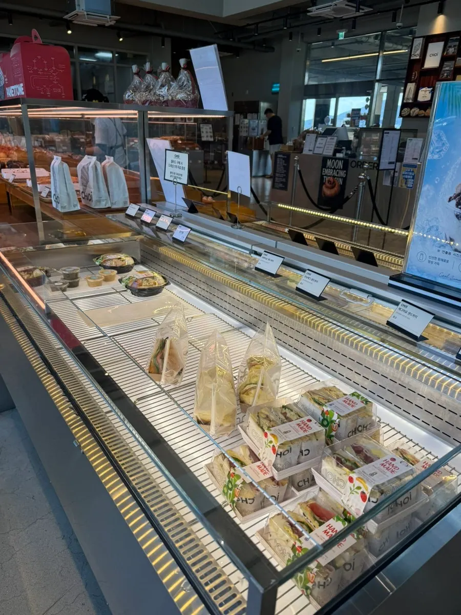 Display case with a variety of breads