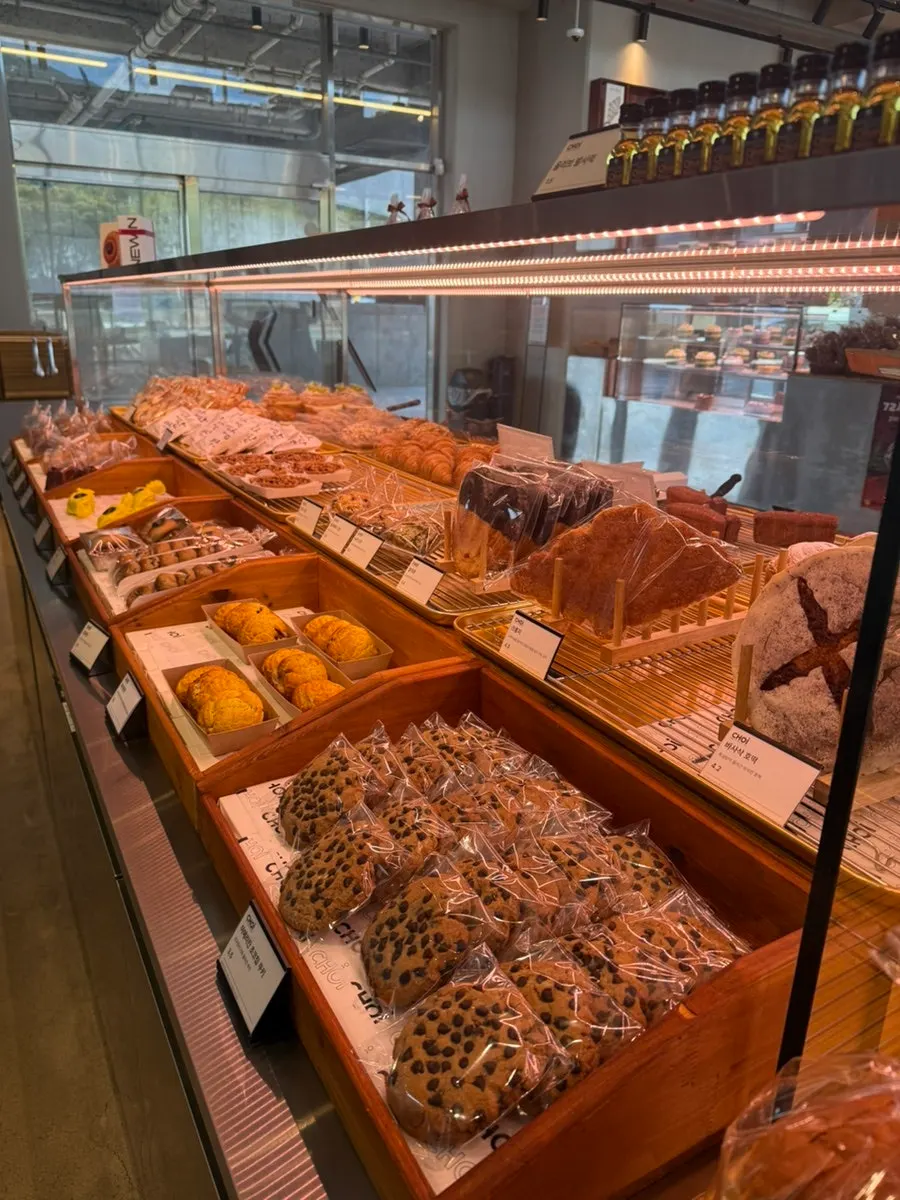 Interior of the bakery where customers pick bread