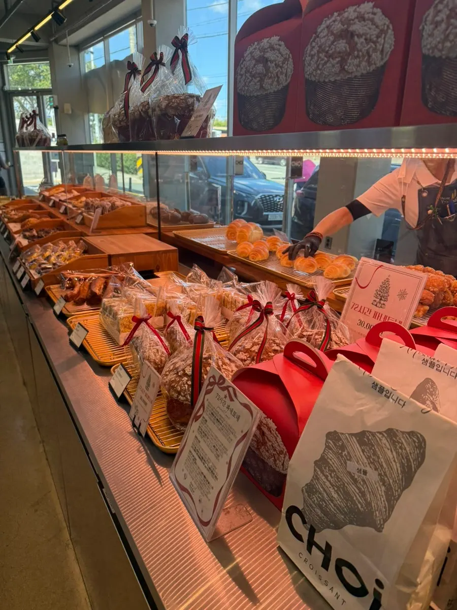 Showcase filled with slice cakes