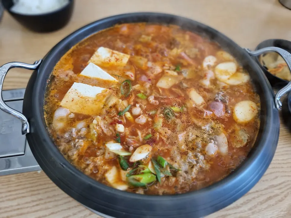 Self-serve bar setup where diners can help themselves to banchan