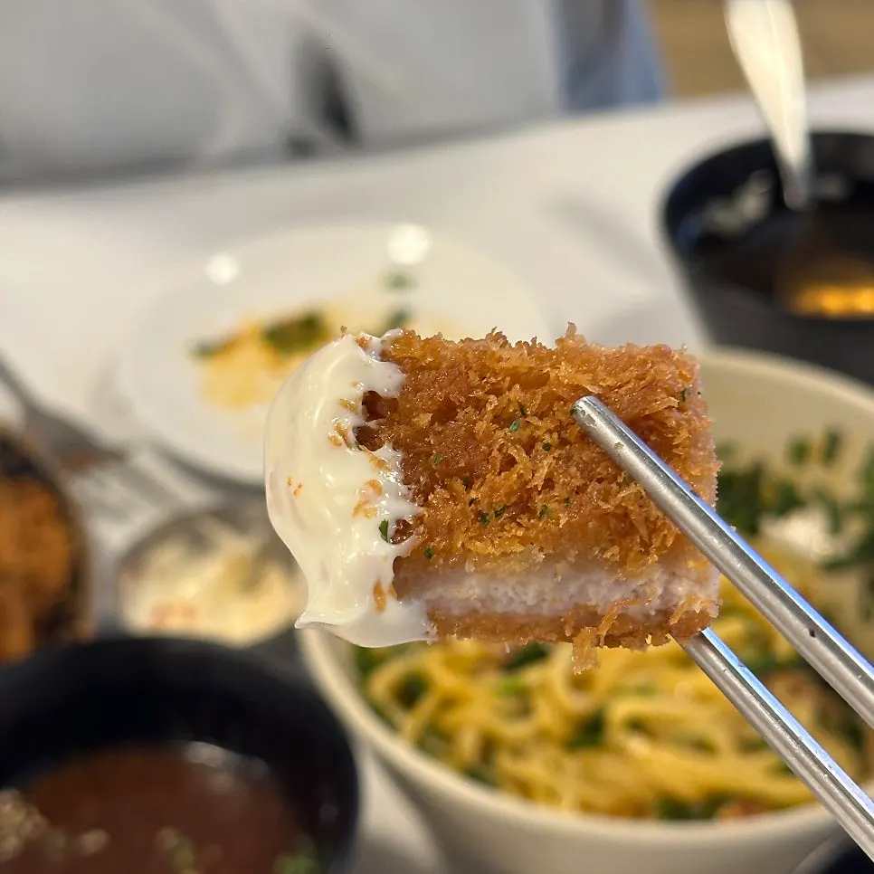 Pork katsu served with house-made sauce and fresh wasabi