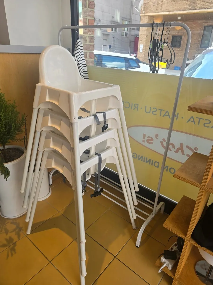 Baby chairs set up in the restaurant
