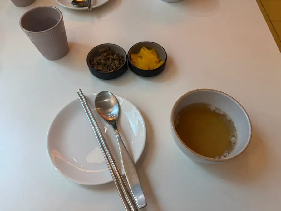 Basic banchan dishes on the table