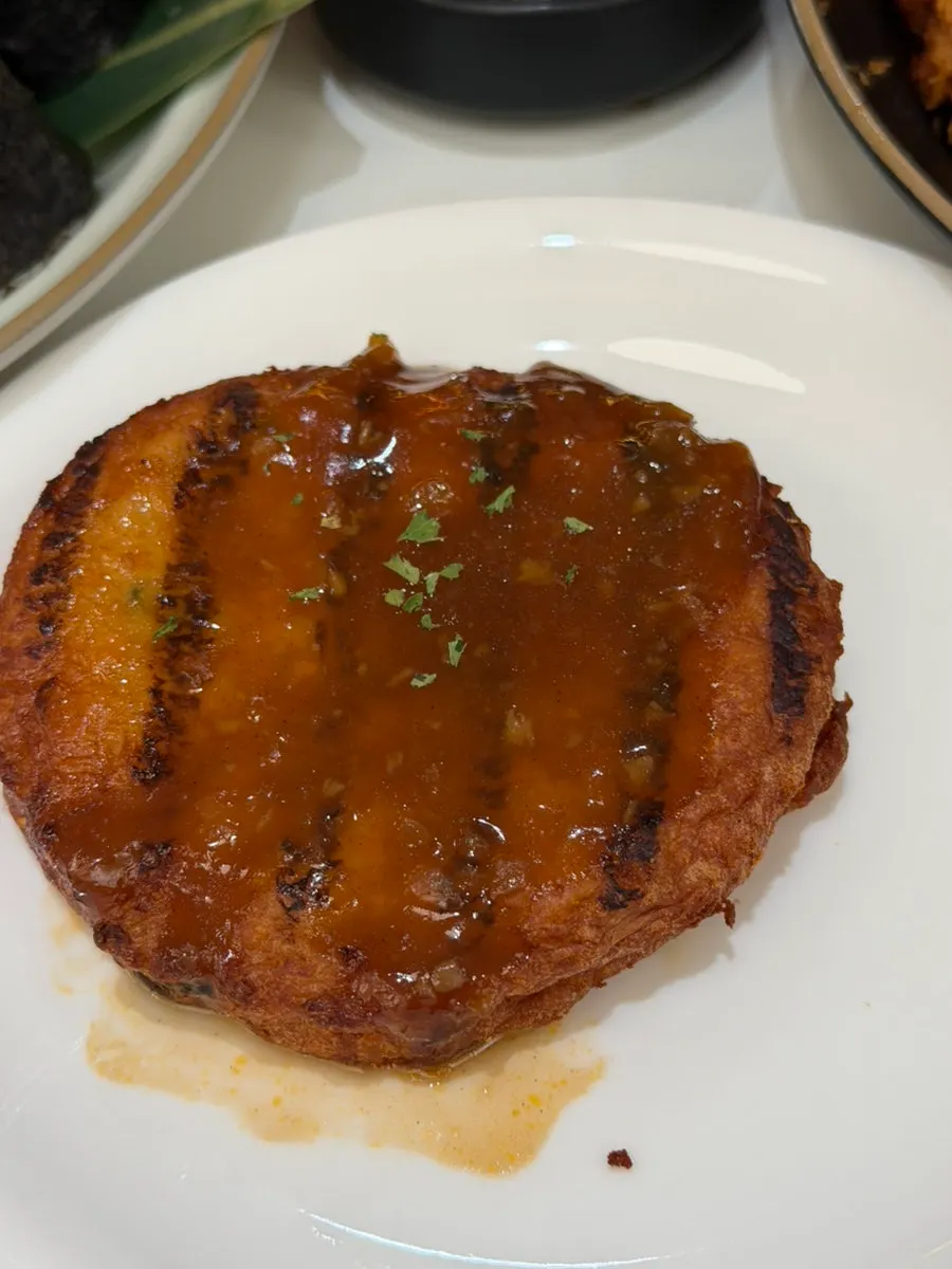Handmade hamburg steak topped with demi-glace sauce