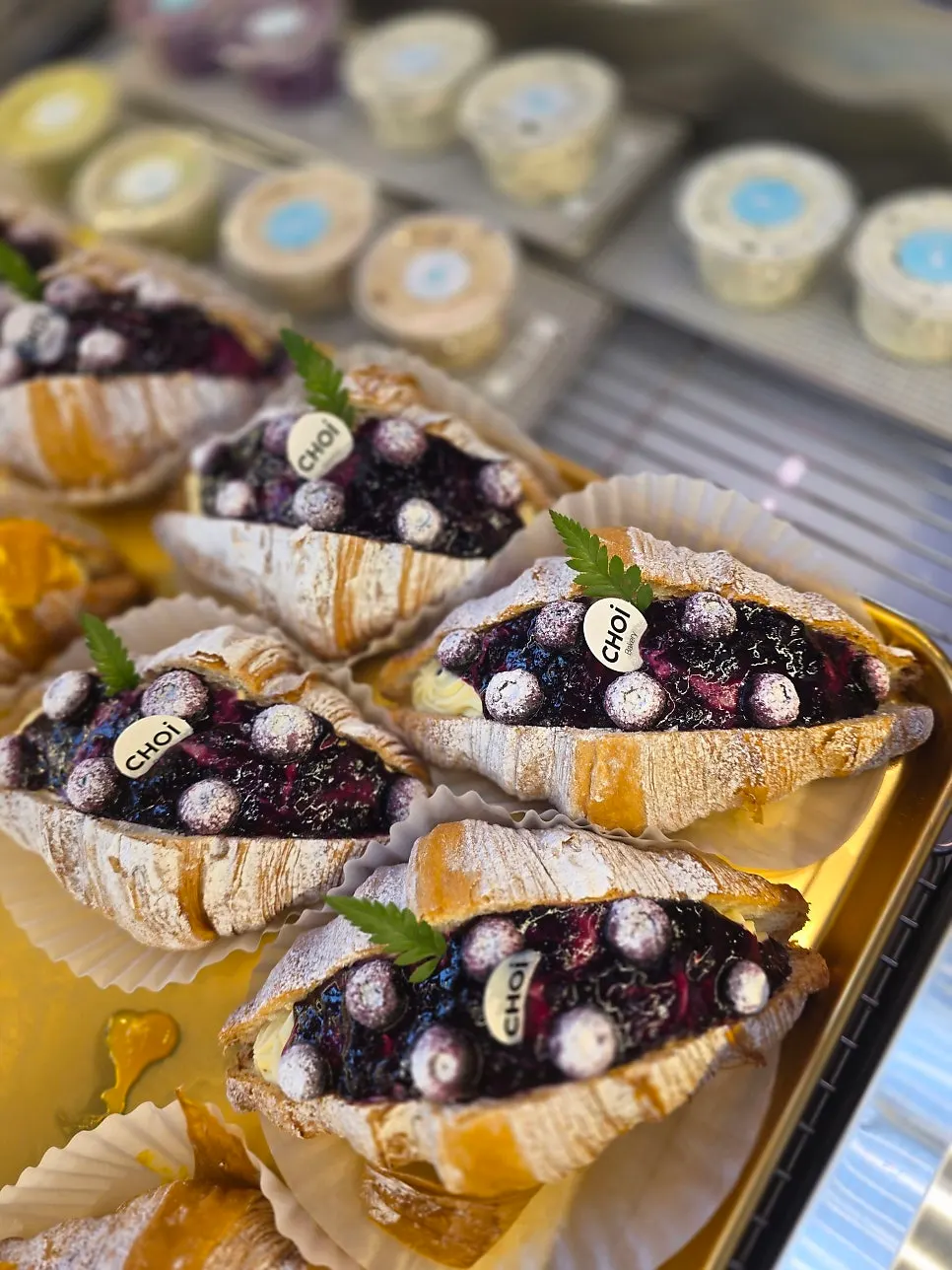 Display case with several types of croissants