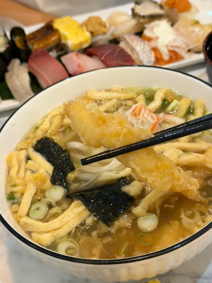 Udon portioned into a separate serving bowl