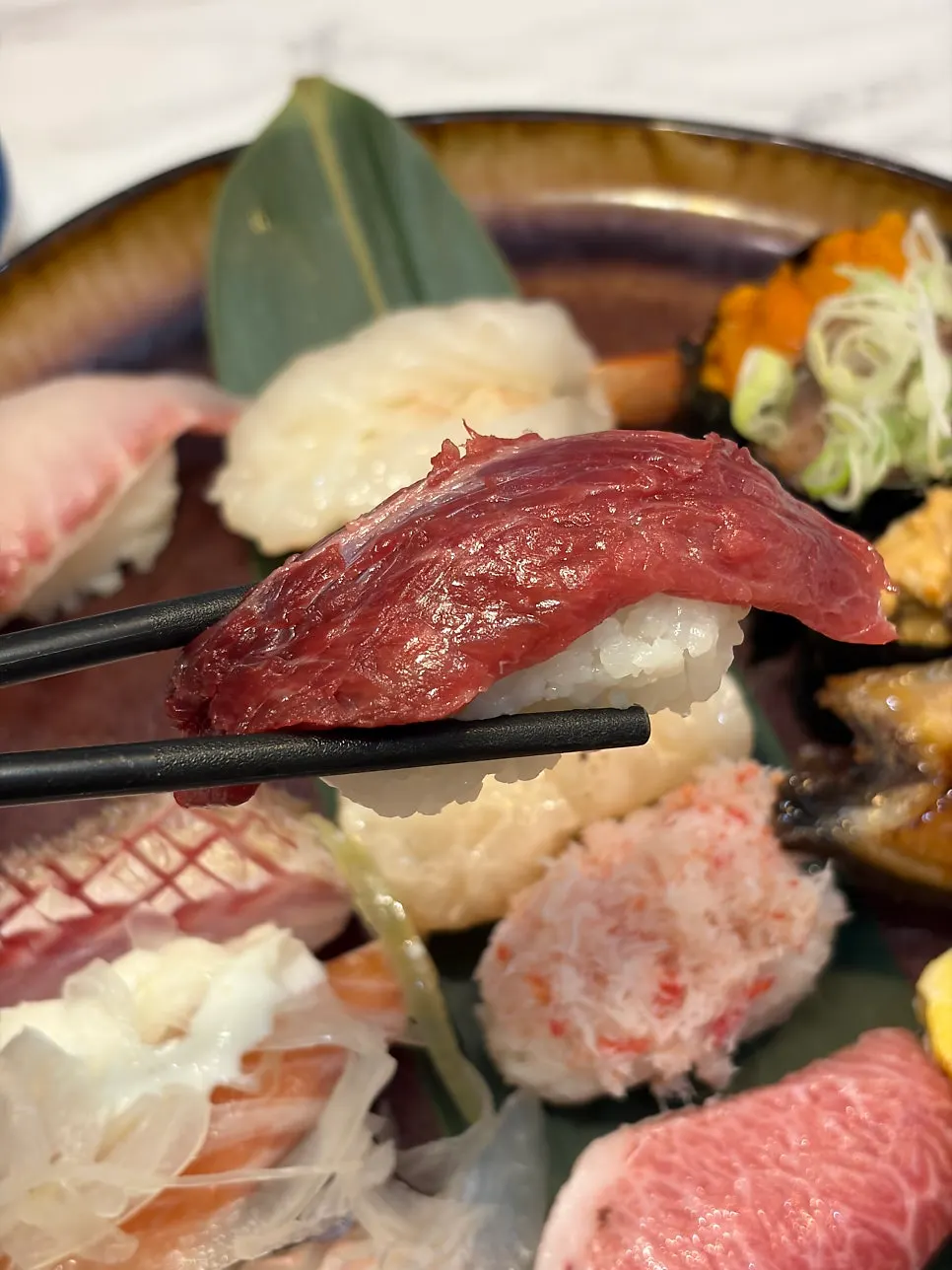 15-piece special sushi filling the whole plate