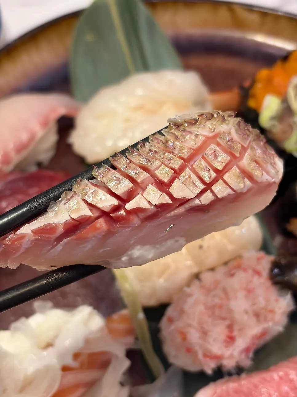 Large cuts of sashimi on the special sushi