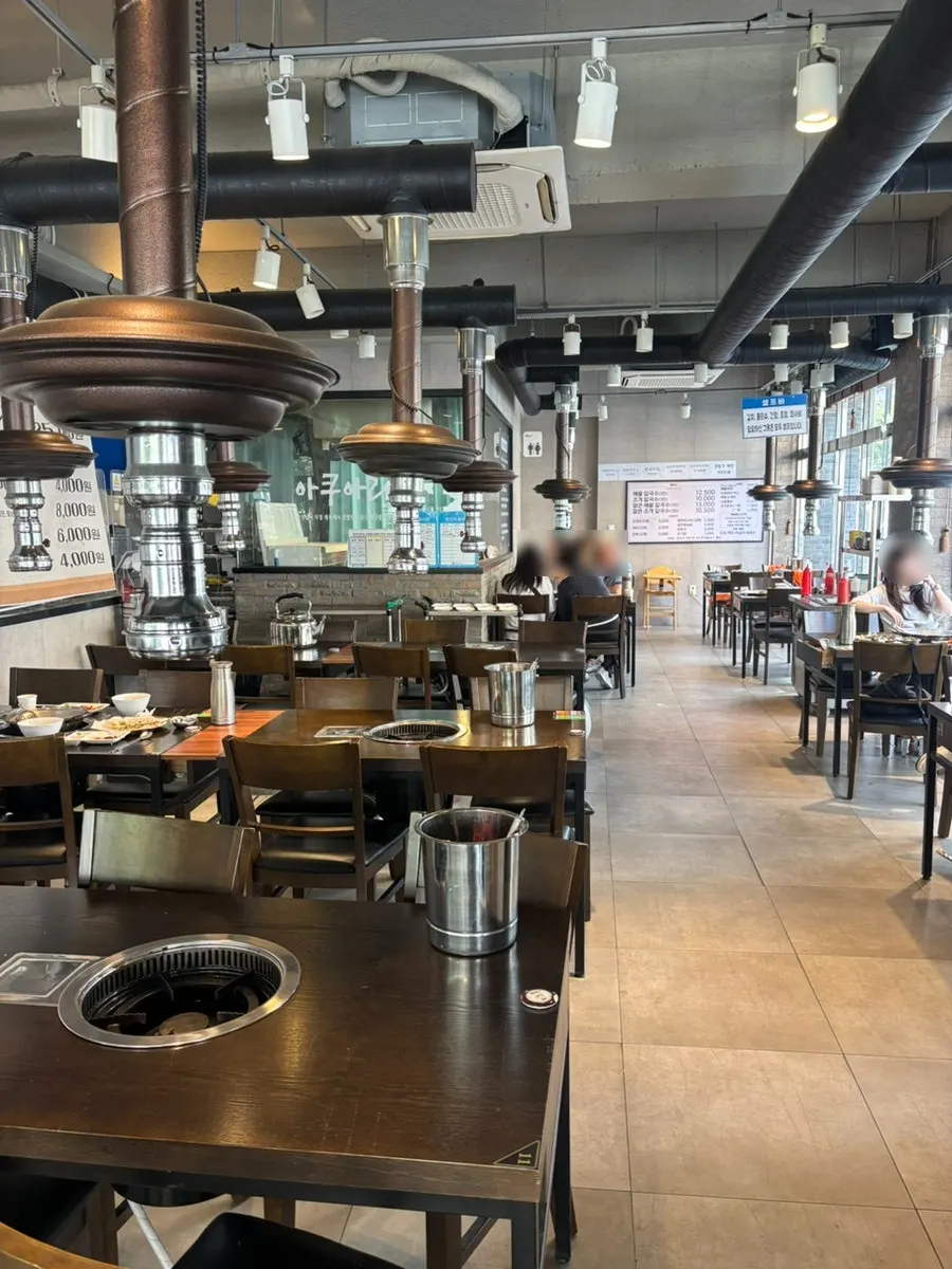 Tables inside the restaurant with seated customers