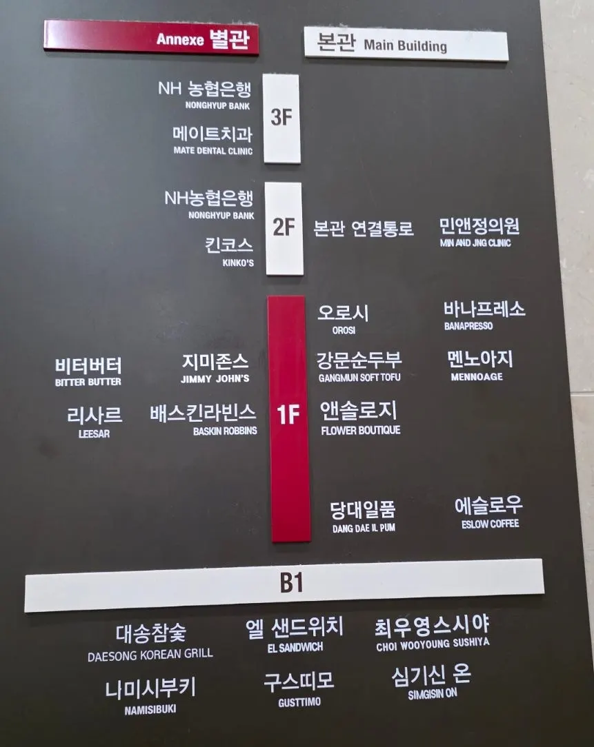 지하 1층 매장으로 향하는 통로